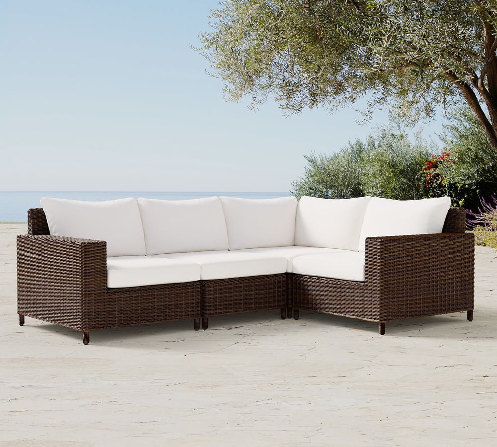 Torrey All-Weather Wicker 4-Piece Square Arm Sectional | Pottery Barn (US)