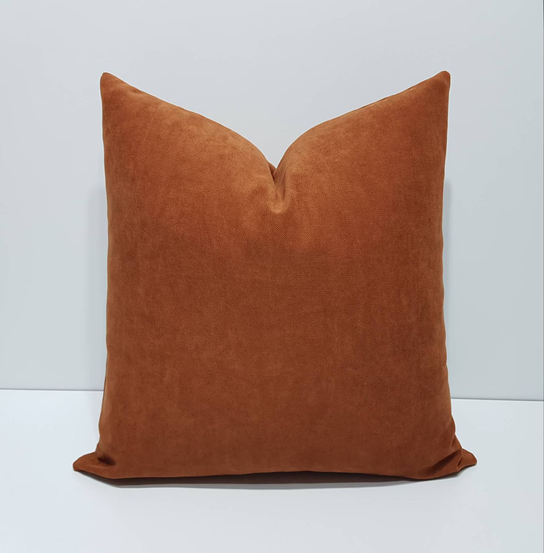 rust pillow cover, rust cushion cover, rust color throw pillows, decorative pillow cases, rust lu... | Etsy (US)