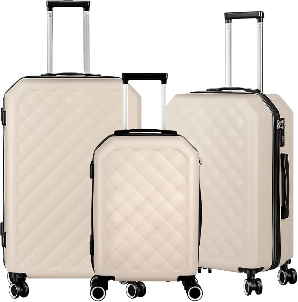 BTY 3 Piece Luggage Set, Hard Case Luggage with Spinner Wheels, Women's Travel Luggage, PC+ABS Ca... | Amazon (US)