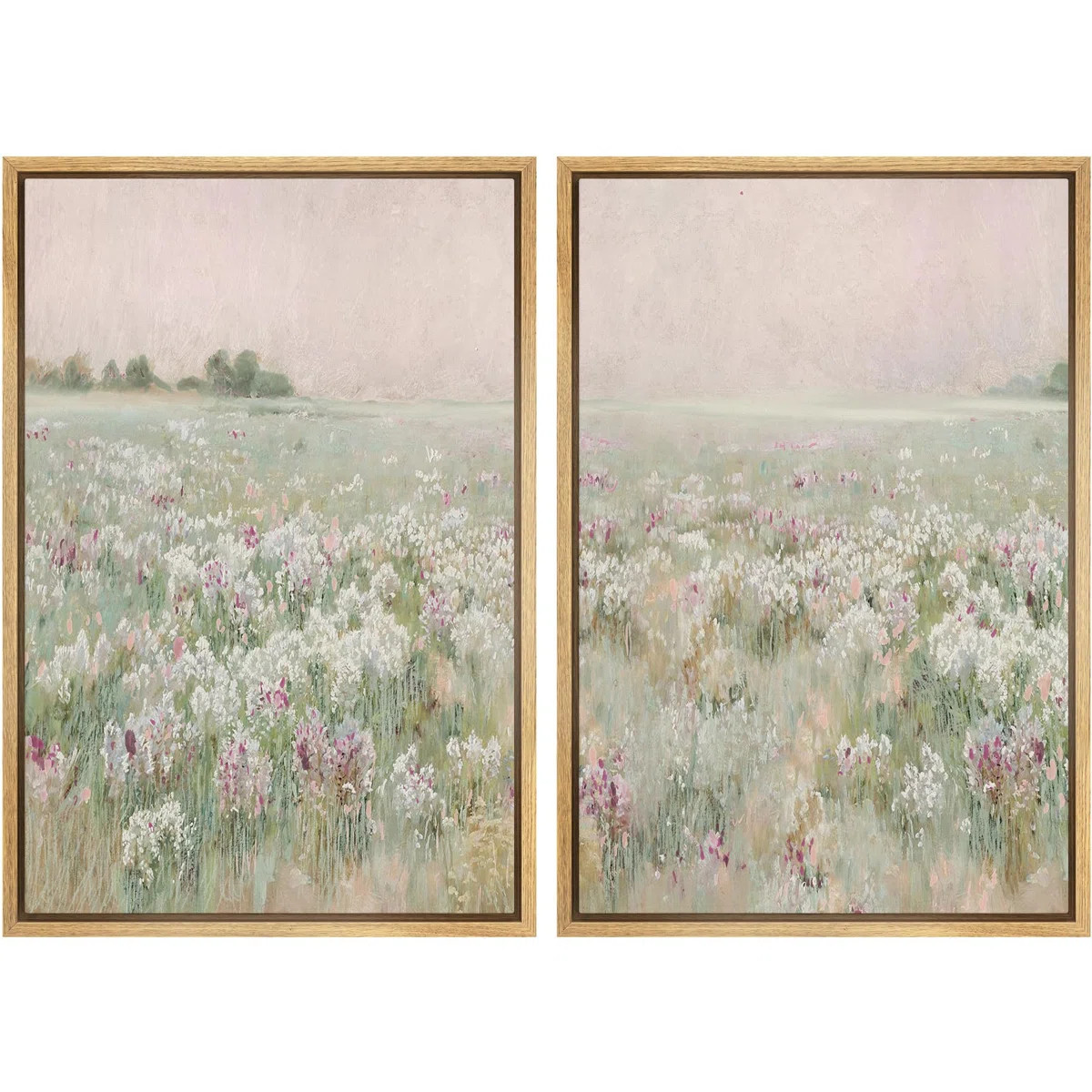 " Serene Meadow Field Pastel Floral Landscape In Hazy Dawn Light Modern Art Wall Decor Artwork " ... | Wayfair North America