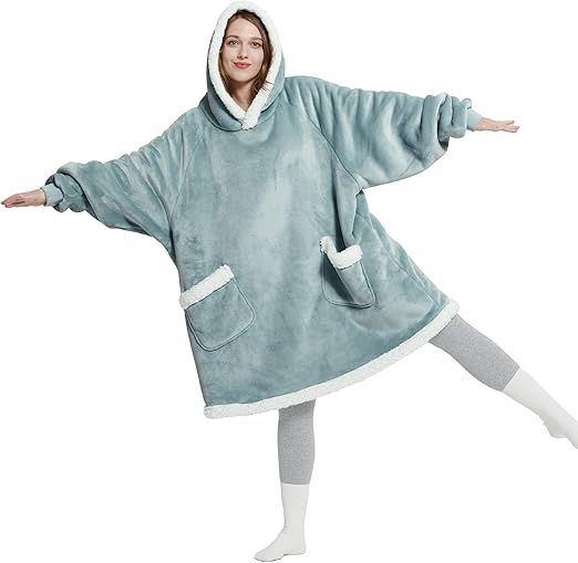 Bedsure Wearable Blanket Hoodie Women - Sherpa Fleece Hooded Blanket for Women as A Gift, Warm & ... | Amazon (US)