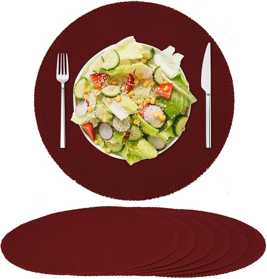 Round Placemats Set of 8 - Machine Washable Linen-Like Cloth Place Mats & Heat-Resistant for Dini... | Amazon (US)