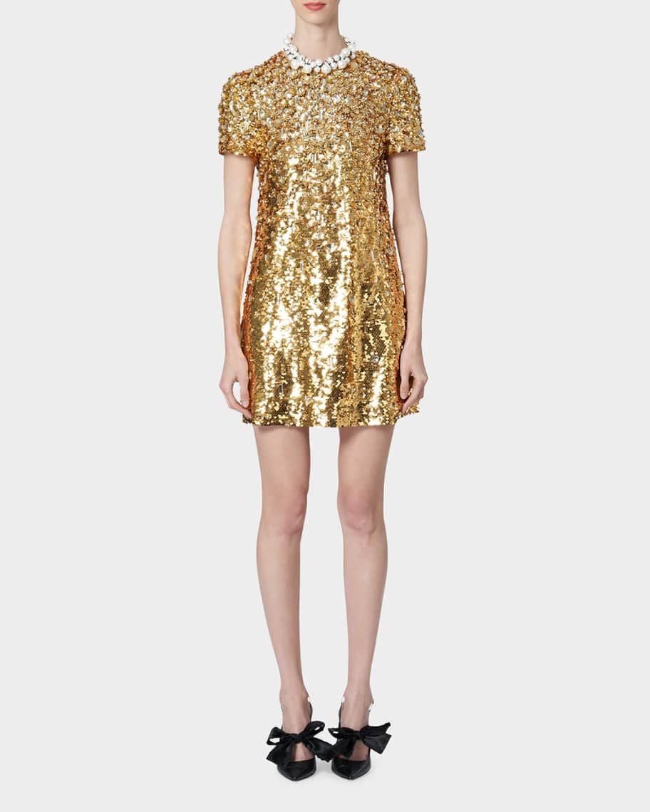 Embellished Sequin Shift Dress | Neiman Marcus