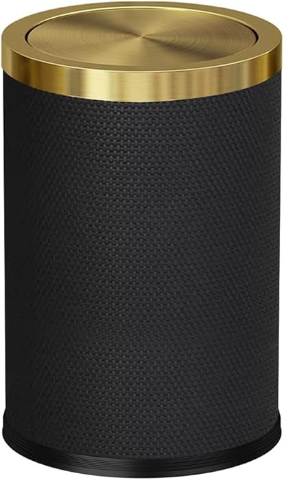 9L/2.3GAL Small Trash Can with Swing Lid,Fancy Gold Waste Paper Baskets for Bathrooms,Black and G... | Amazon (US)