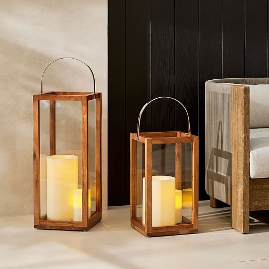 Simple Mango Wood Lanterns | West Elm (US)