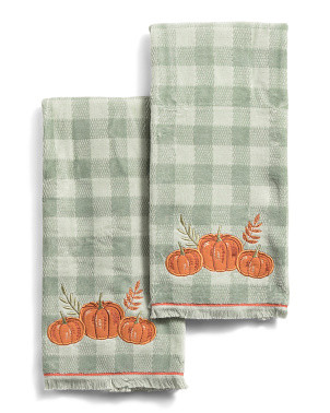Set Of 2 Gingham Pumpkin Hand Towels | Bed & Bath | Marshalls | Marshalls