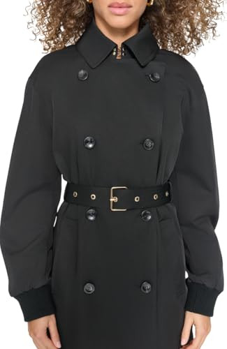 KARL LAGERFELD Paris Women's Outerwear Trench, Black, Large | Amazon (US)