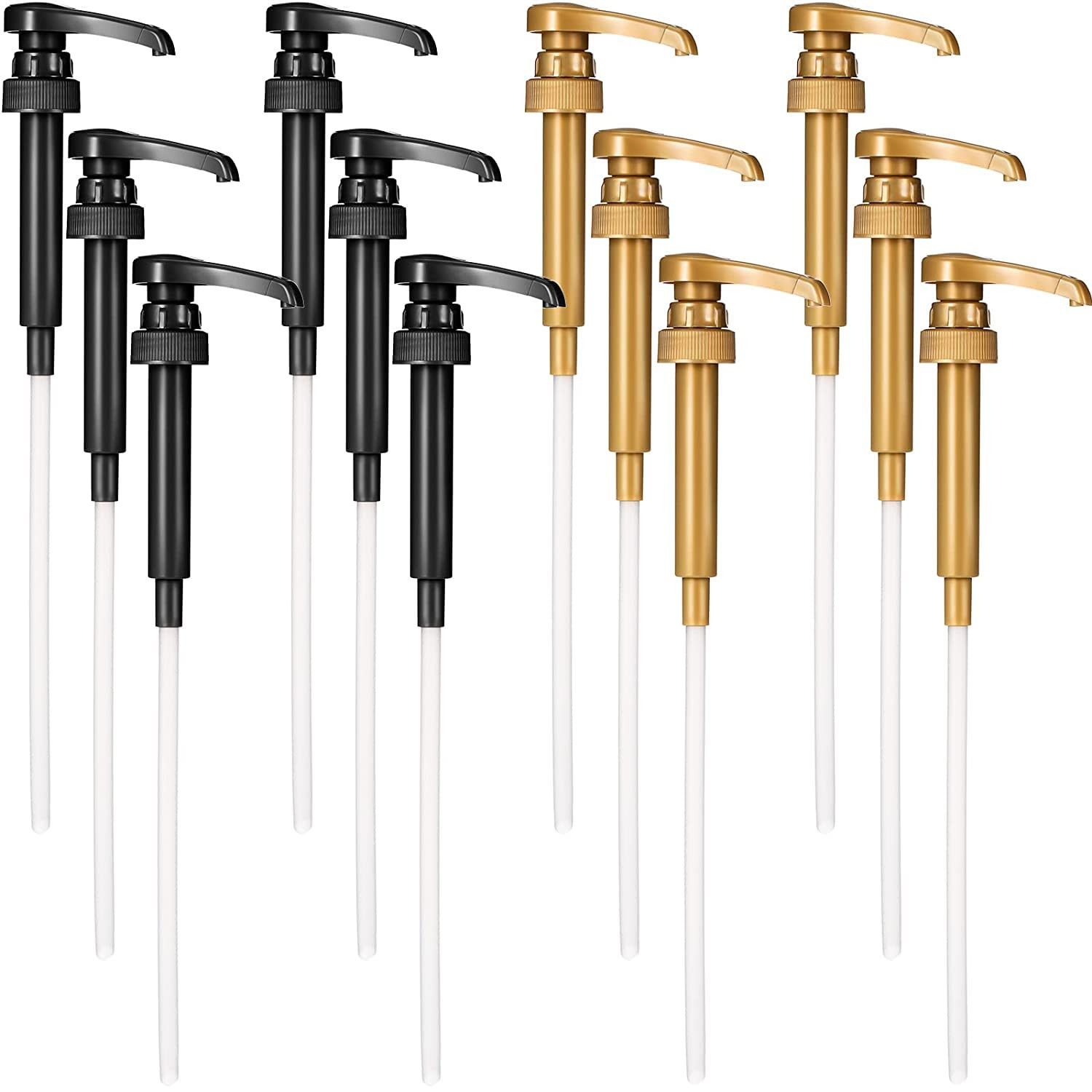 12 Pcs Syrup Pumps, 6 Pcs Gold Coffee Syrup Dispenser Pump and 6 Pcs Black Flavor Syrup Pump Cara... | Amazon (US)