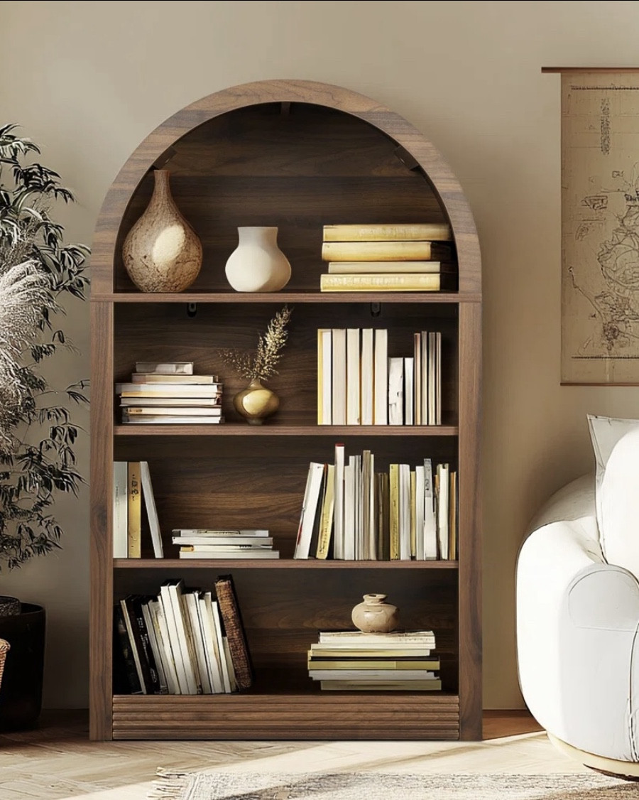 Bookcase arched bookshelf 

Enhance your space with this arched bookshelf. Perfect got your office, basement space. 

47.6” tall and 27.8” wide
#wayfairdeals 

#LTKHoliday #LTKHome #LTKCyberWeek