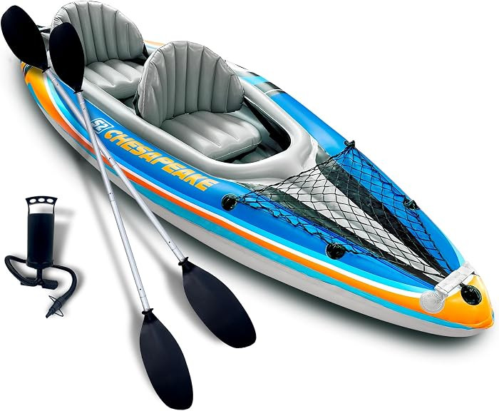 Sunlite Sports Inflatable Kayak 2 Person, Portable Inflatable Boat with Shed & Aluminum Oars, Lightweight Tandem Kayak with Air Pump & Carry Bag for Lakes & Rivers, 400 LB | Amazon (US)
