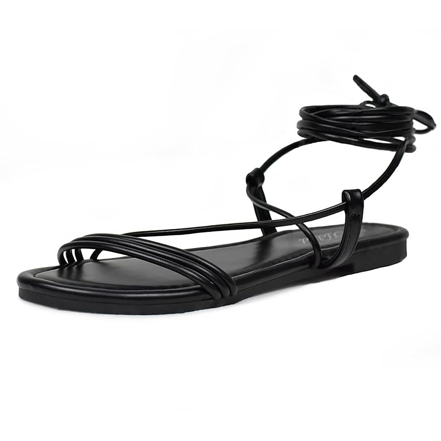 Women's Lace up Strappy Flat Sandals Open Toe Tie up Gladiator Dressy Sandals | Amazon (US)