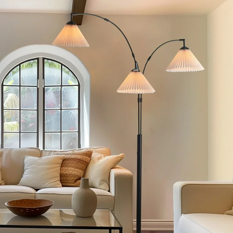 80'' Arc Floor Lamp, Dimmable, 3-Arm, Adjustable Tiered, Weighted Base | Walmart (US)