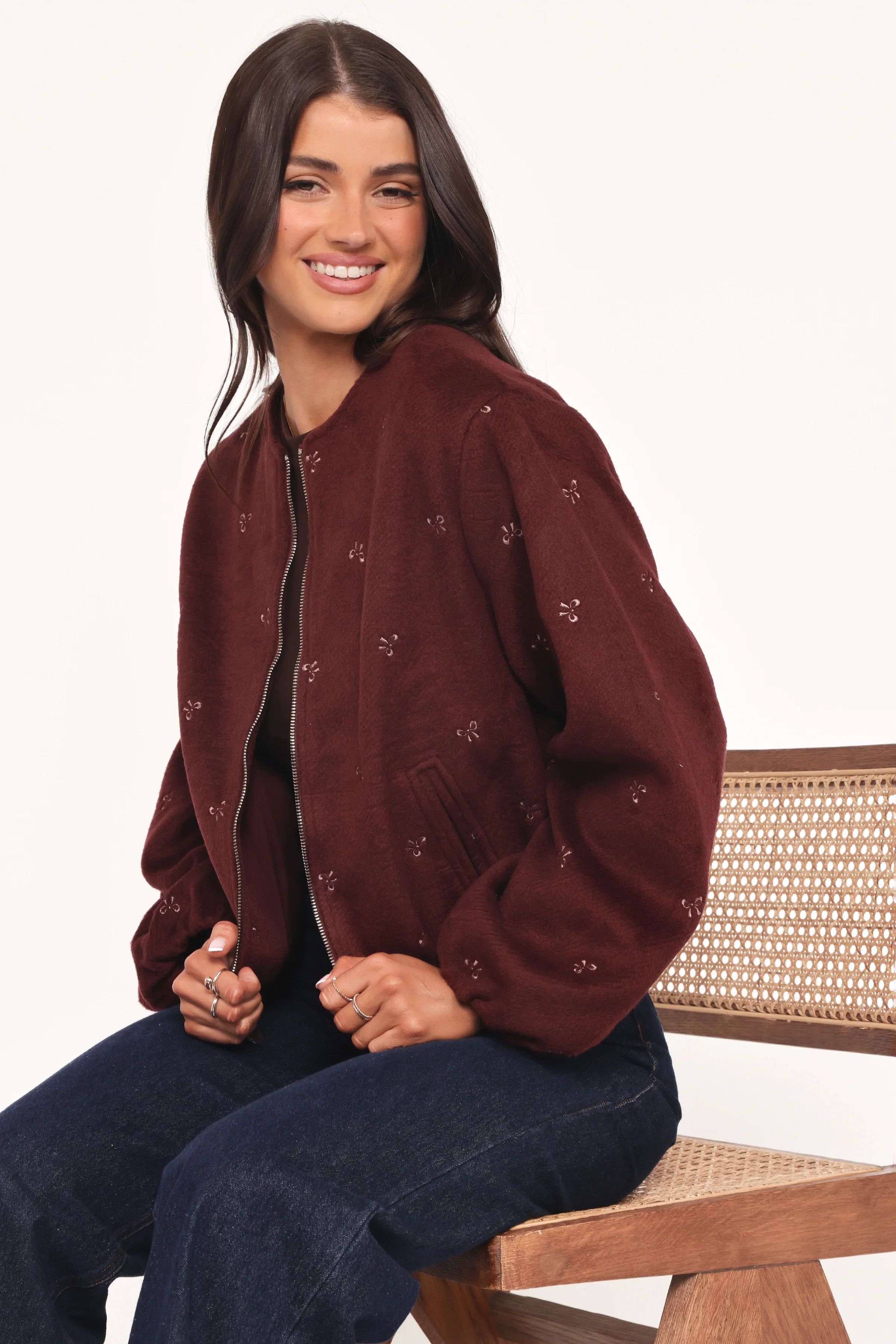 Marla Cropped Bomber - Cherry | Petal & Pup (US)