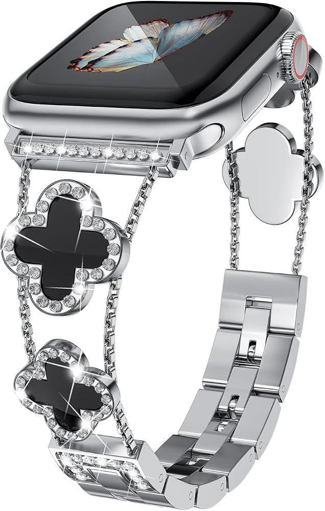 Diamond Metal Bands Add Sparkle to Your Watch For Apple Watch Series 11/10/9/8/7/6/5/4/3/2/SE/Ult... | Amazon (US)