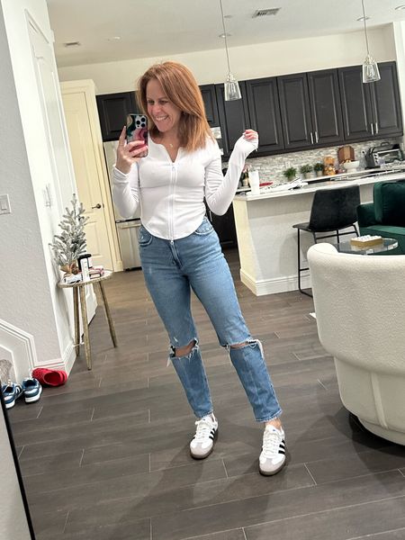 My Florida girl winter every day outfit… This top from alo is so good. Wearing size small. 

Sambas - men’s sizes. Wearing 7, usually 8.5-9 in women  

#LTKshoecrush #LTKstyletip #LTKover40