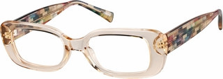 Zenni Women's Rectangle Glasses Beige Plastic Full Rim Frame | Zenni Optical (US & CA)