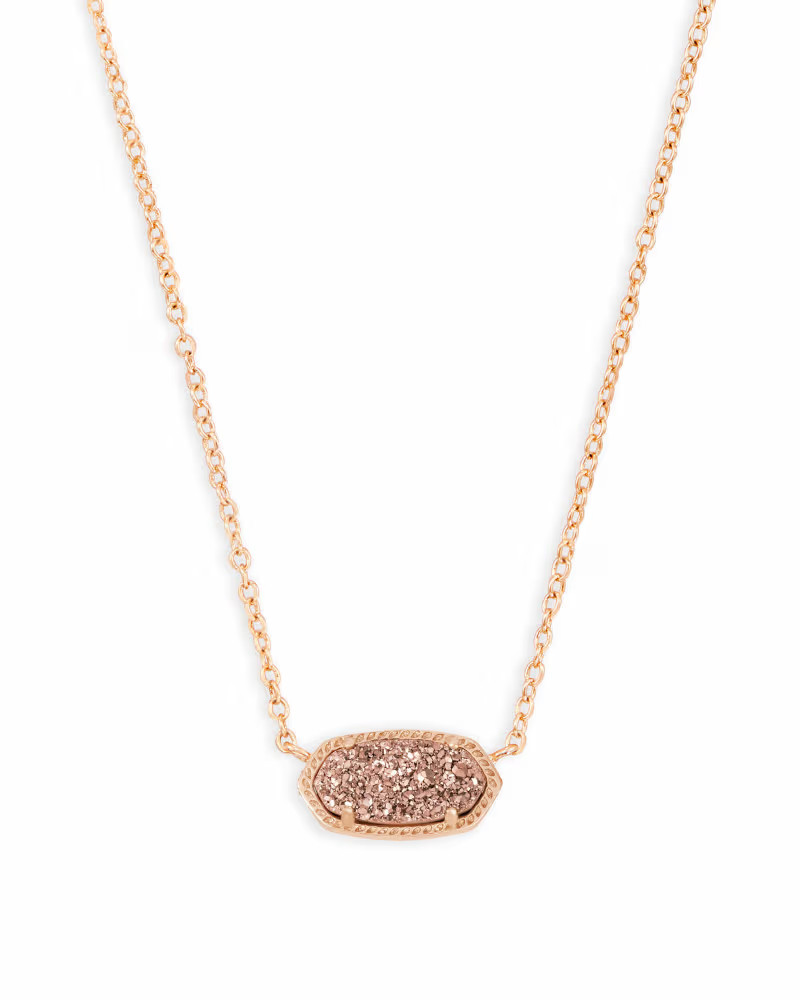 Elisa Rose Gold Pendant Necklace in Iridescent Drusy | Kendra Scott