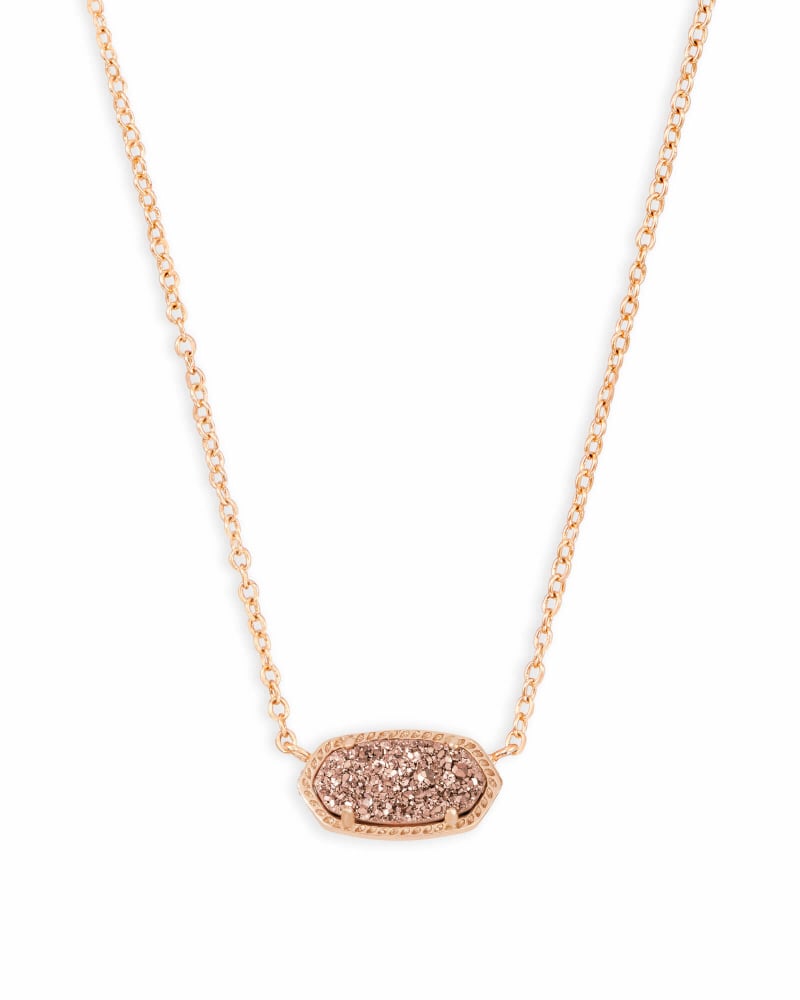 Elisa Rose Gold Pendant Necklace in Rose Gold Drusy | Kendra Scott