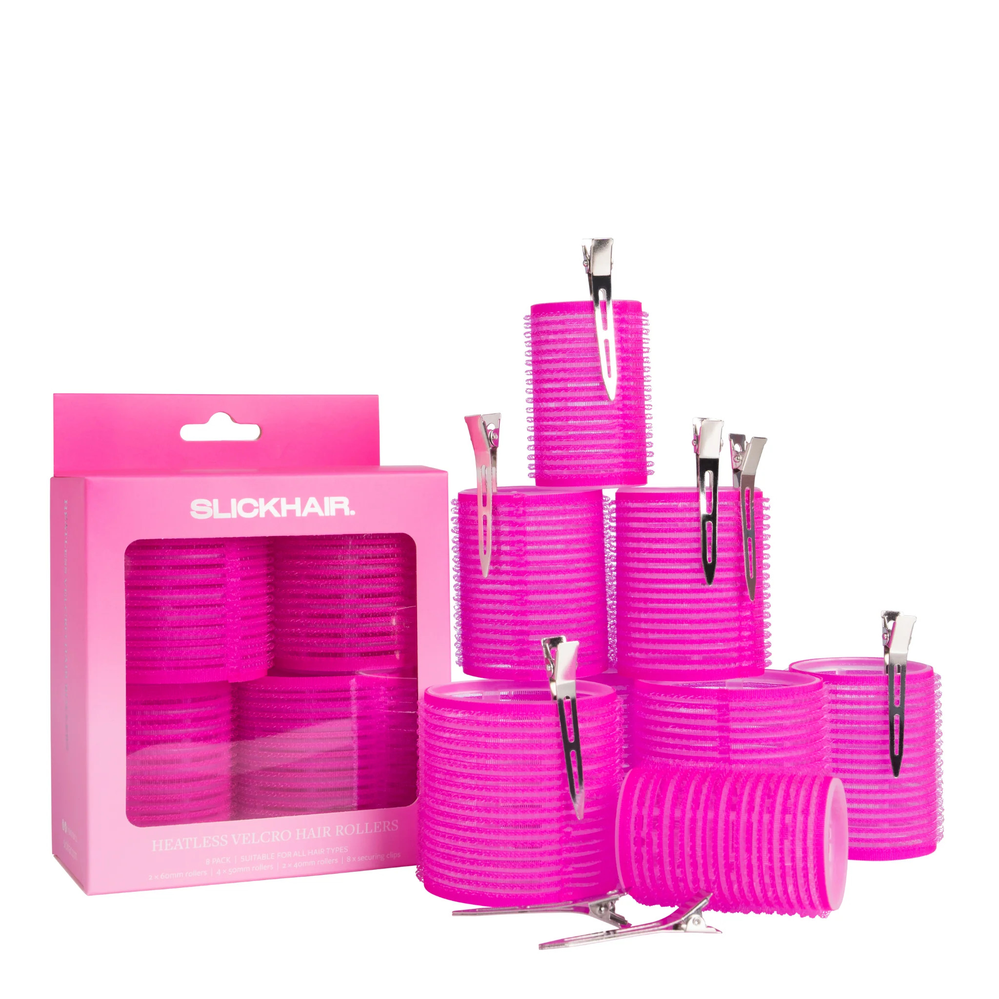 SLICKHAIR Heatless Velcro Hair Rollers (8 Pack) | OZ Hair & Beauty | Oz Hair and Beauty