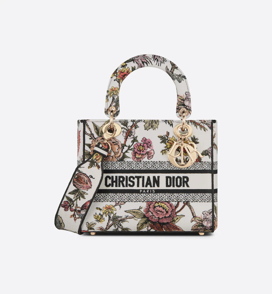 Medium Lady D-Lite Bag Multicolor Dior Jardin Botanique Embroidery | DIOR | Dior Couture