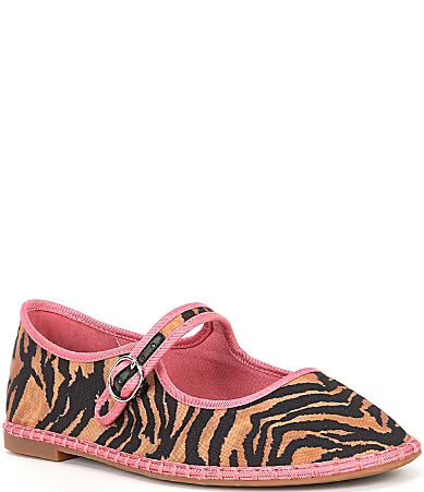 Chelsea Violet Eda Zebra Print Canvas Mary Jane Flats - 12 | Dillard's