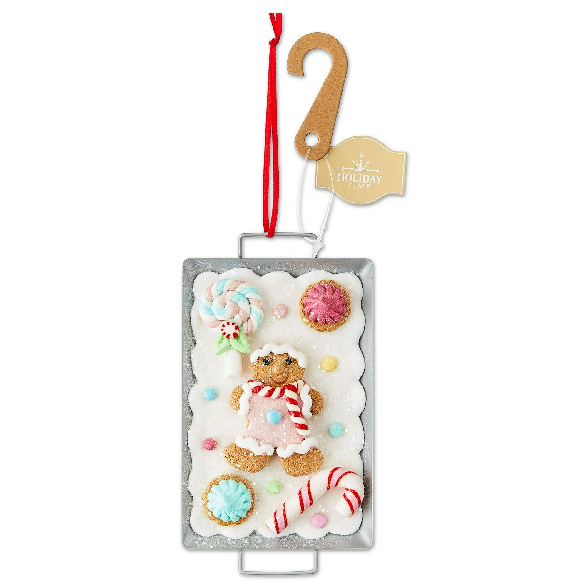 Multicolor Clay Dough Gingerbread Boy with Baking Tray Christmas Ornament, 5", by Holiday Time | Walmart (US)
