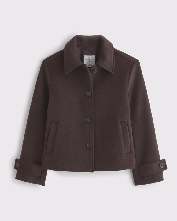 Women's Short Wool-Blend Coat | Women's Coats & Jackets | Abercrombie.com | Abercrombie & Fitch (US)