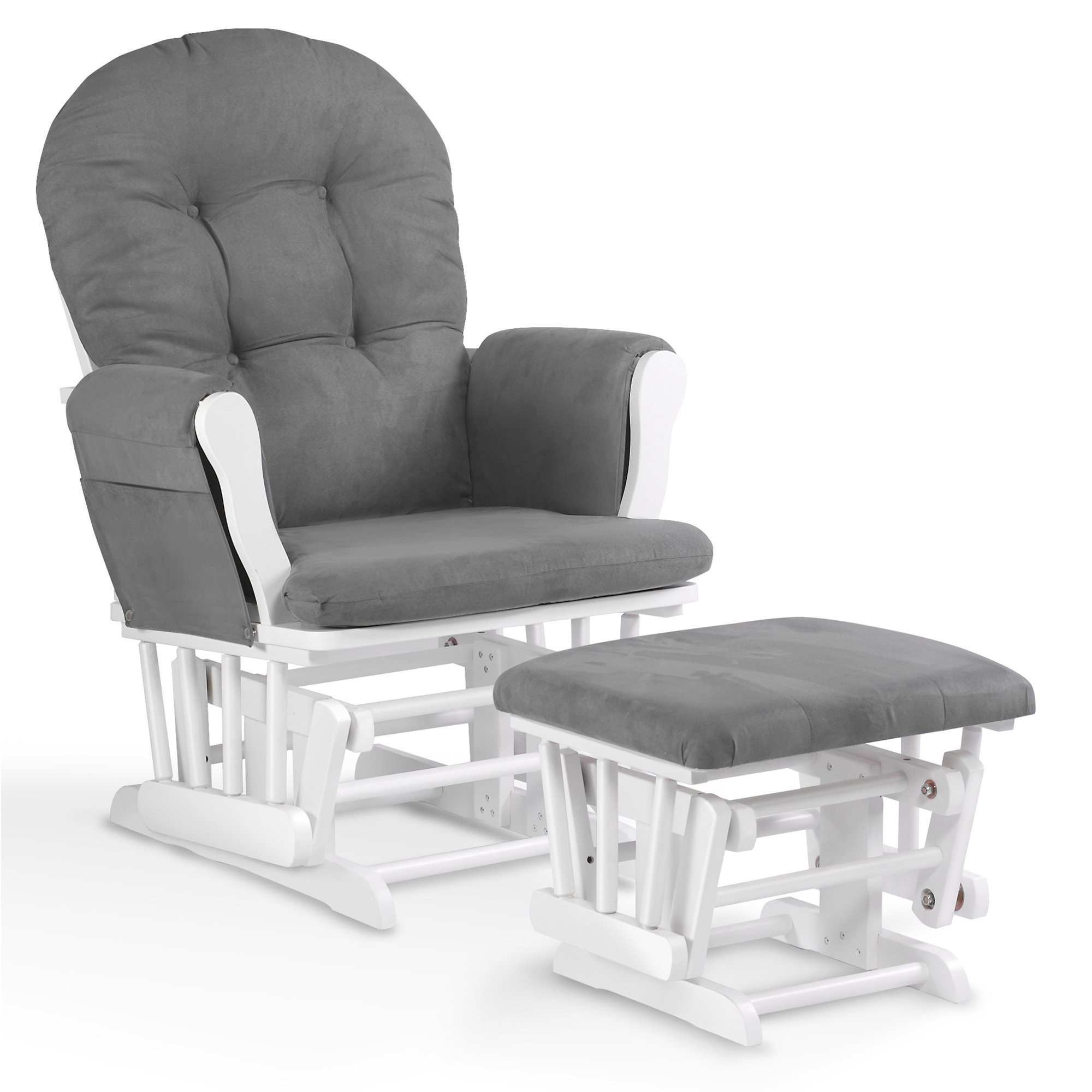 Willow Glider with Ottoman, White Finish with Gray Cushions | Walmart (US)