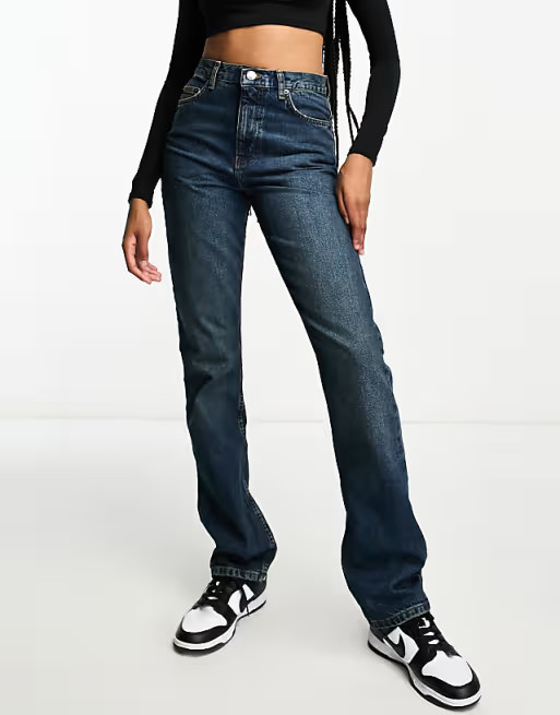 ASOS DESIGN 90s Tall straight jeans in dark blue | ASOS (Global)