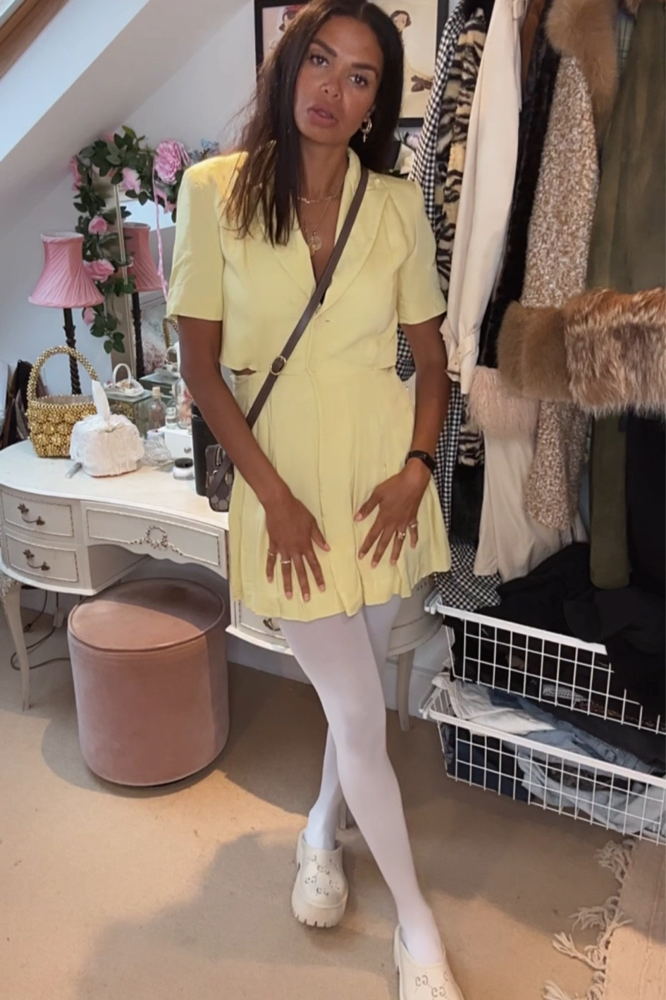Sandro dress, on sale, tailored dress, cut out dress, blazer dress, Gucci clogs, white tights, autumn outfits, transitional outfits? Yellow dress

#LTKSale #LTKSeasonal #LTKstyletip