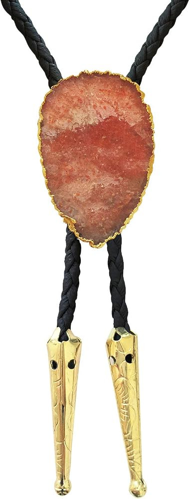 Daisy Del Sol Gemstone Bolo Tie Faux Leather Natural Stone Gold Silver Adjustable Western Necklac... | Amazon (US)