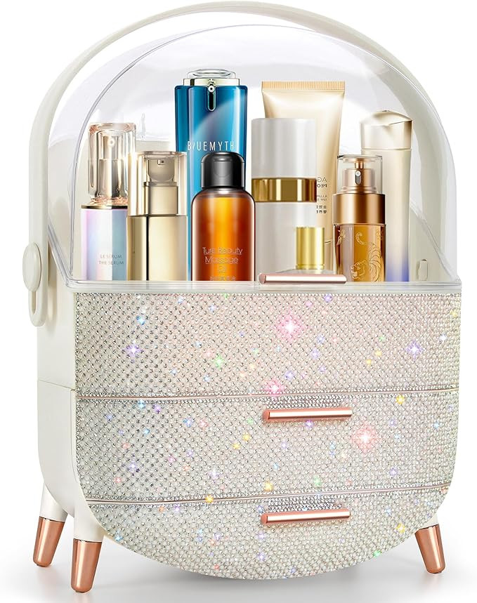 Bling Makeup Organizer for Teen Girl Gift,Hollywood Vanity Makeup Storage Box for Girl Birthday G... | Amazon (US)