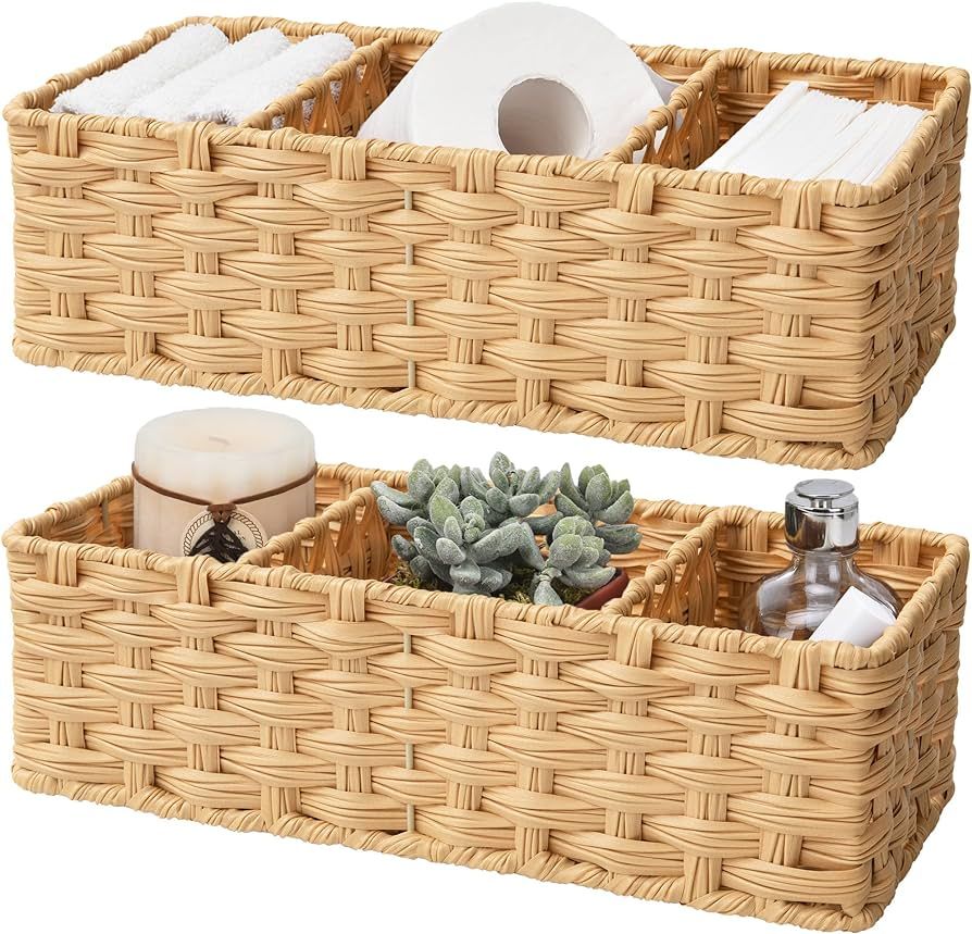 GRANNY SAYS Bathroom Baskets for Organizing, Wicker Basket for Storage, Wicker Baskets for Shelve... | Amazon (US)