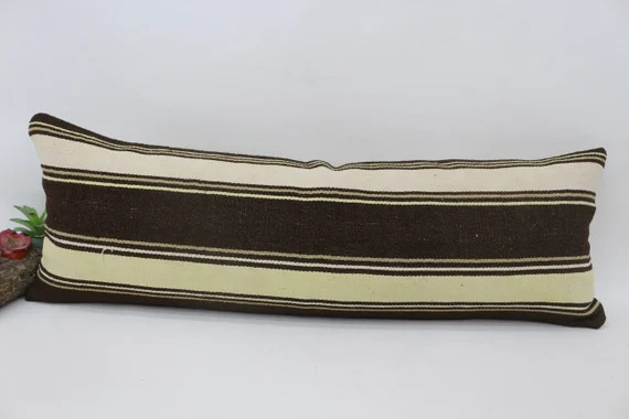 Home Decor Pillow, Throw Pillow, Turkish Pillow, 12x36 Brown Case, Striped Pillow, Best Case, Tri... | Etsy (US)