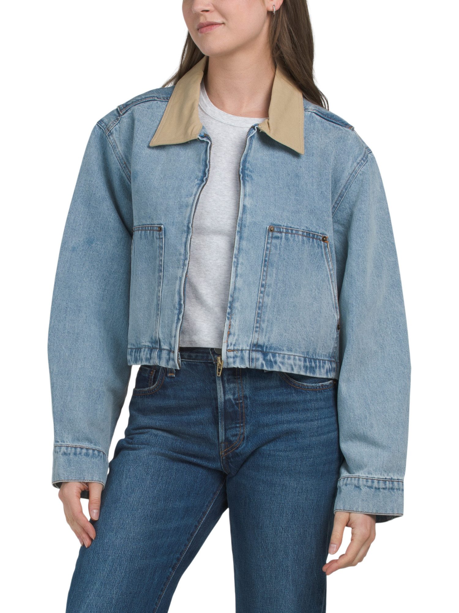 Cropped Denim Barn Jacket | Designer Clothing | Marshalls | Marshalls