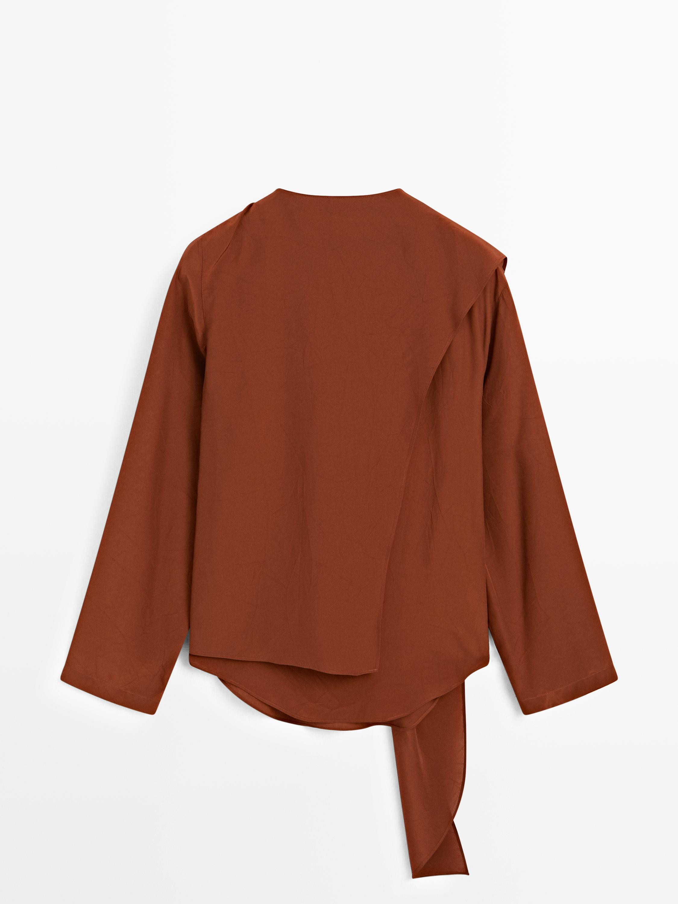Flowing blouse with tied neck | Massimo Dutti US