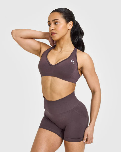 Effortless Seamless Racer Back Sports Bra 
 Umber Brown | Oner Active (UK / US)