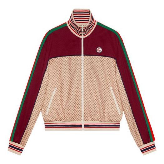 (WMNS) Gucci Interlocking Print Jersey Jacket 'Beige Bordeaux' 655196- | KICKS CREW