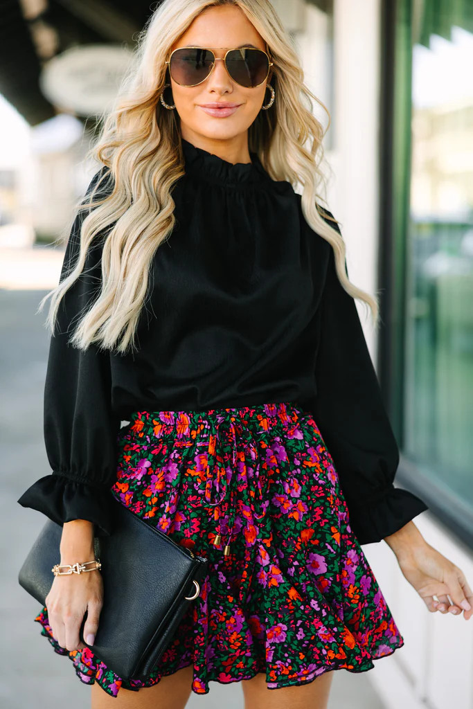 Tried And True Black Ruffled Blouse | The Mint Julep Boutique