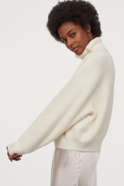 Rib-knit polo-neck jumper | H&M (UK, MY, IN, SG, PH, TW, HK)
