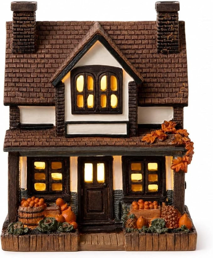 Halloween Vintage Light-Up Pumpkins Cottage, Lighted Multicolor Autumn Village Decor, Hand-Painte... | Amazon (US)
