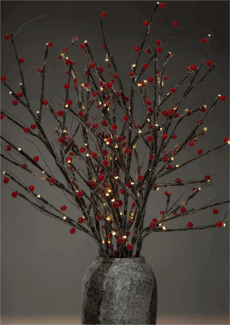 Sugar Berry Flocked LED Branches (3 Pack) | King of Christmas