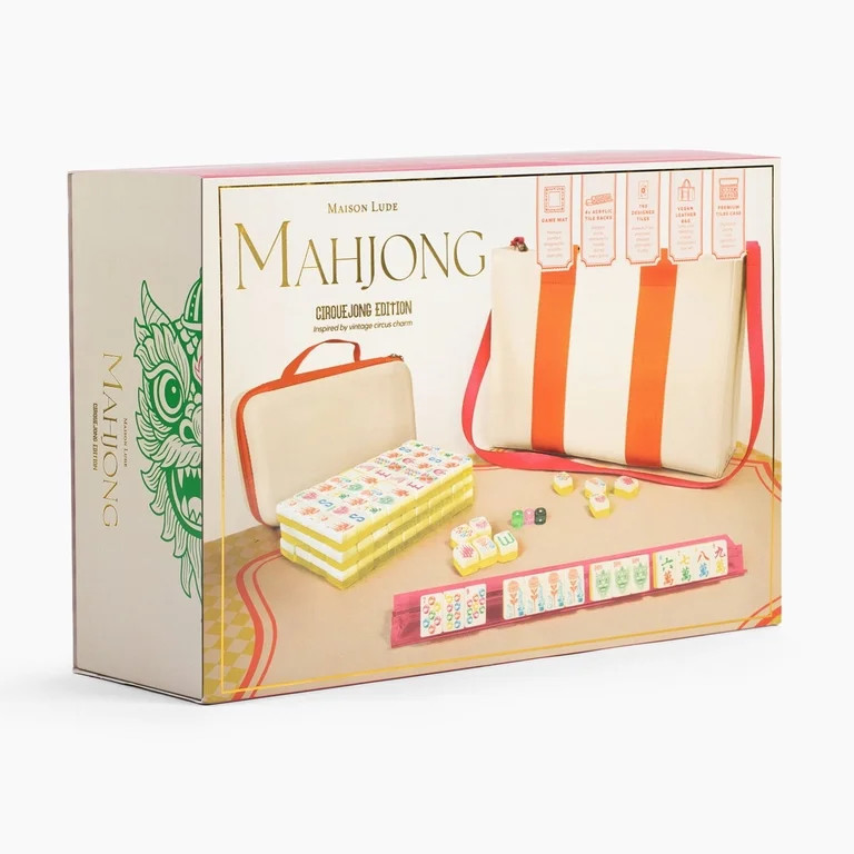 Deluxe Acrylic Mahjong Starter Kit, Cirquejong Style, 160 Tiles with Racks, Mat & Vegan Leather C... | Walmart (US)