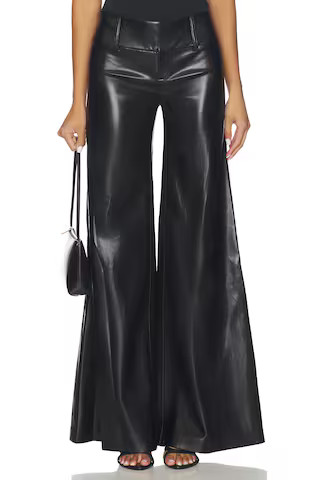 Alice + Olivia Olivia Vegan Leather Wide Leg Flare Pant in Black from Revolve.com | Revolve Clothing (Global)