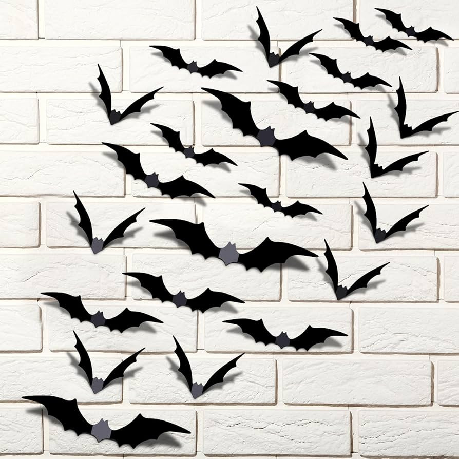 Bats Halloween Decorations Indoor, 120 Pcs Halloween Bats Wall Decor 4 Size PVC 3D Wall Scary Sti... | Amazon (US)