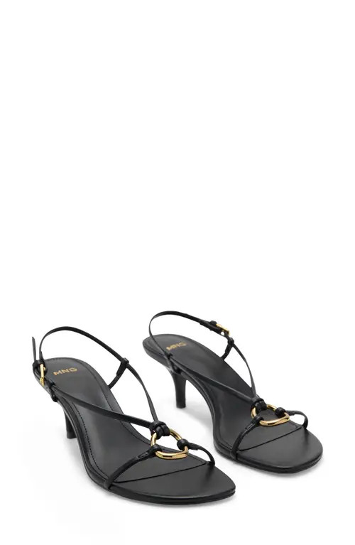 MANGO Hoop Detail Slingback Kitten Heel Sandal in Black at Nordstrom, Size 39 | Nordstrom