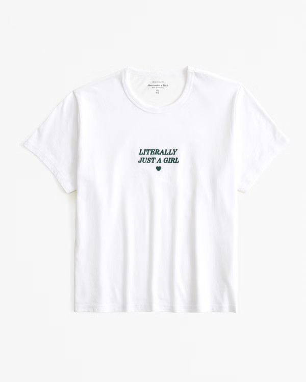 Short-Sleeve Just A Girl Graphic Skimming Tee | Abercrombie & Fitch (US)