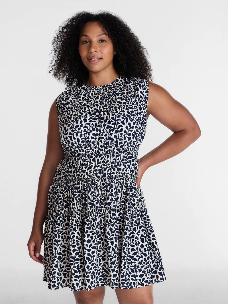 Time and Tru Women's Smocked Sleeveless Mini Dress, Sizes XS-XXXL | Walmart (US)