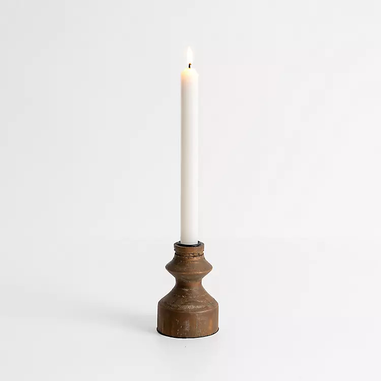 New! Dark Eucalyptus Wood Taper Candle Holder, 4 in. | Kirkland's Home