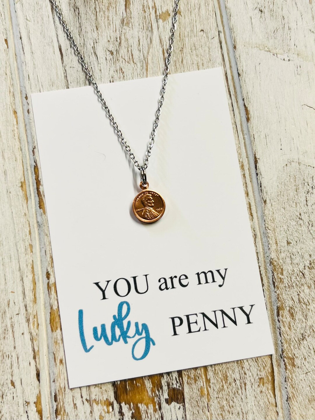 Lucky penny necklace • You are my lucky penny • Good Luck necklace • Miniature Penny Neckla... | Etsy (US)